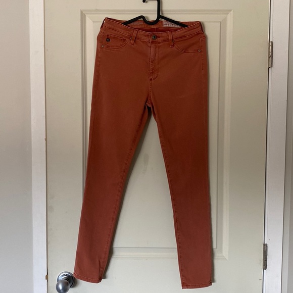 Anthropologie Size 27R High Rise Abby Deep Blush Coloured Skinny Jeans. - Picture 2 of 11